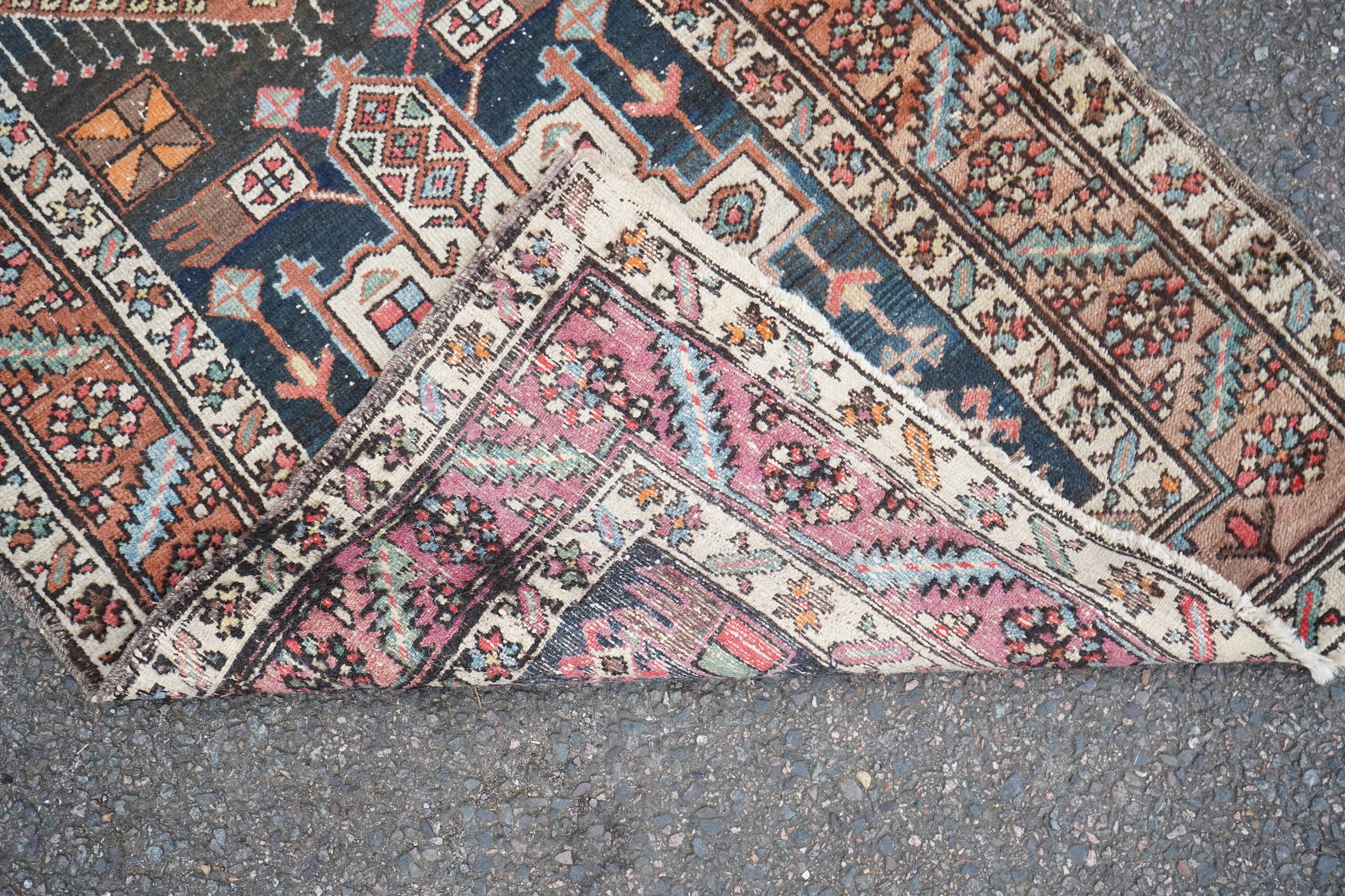 An early 20th century Caucasian dark blue ground runner